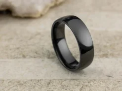 Black Zirconium Court Polished Wedding Ring 6.0mm, Size R, 1.8mm Wall