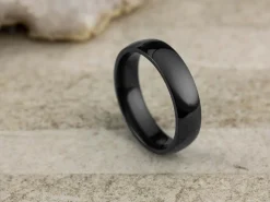 Black Zirconium Court Polished Wedding Ring 5.0mm, Size Y, 1.8mm Wall