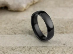 Black Zirconium Court Polished Wedding Ring 5.0mm, Size X, 1.8mm Wall