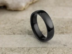 Black Zirconium Court Polished Wedding Ring 5.0mm, Size V, 1.8mm Wall