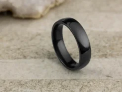 Black Zirconium Court Polished Wedding Ring 5.0mm, Size S, 1.8mm Wall