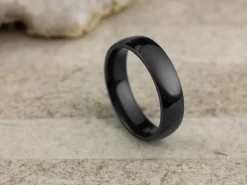 Black Zirconium Court Polished Wedding Ring 5.0mm, Size Q, 1.8mm Wall