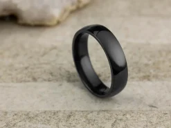 Black Zirconium Court Polished Wedding Ring 5.0mm, Size N, 1.8mm Wall