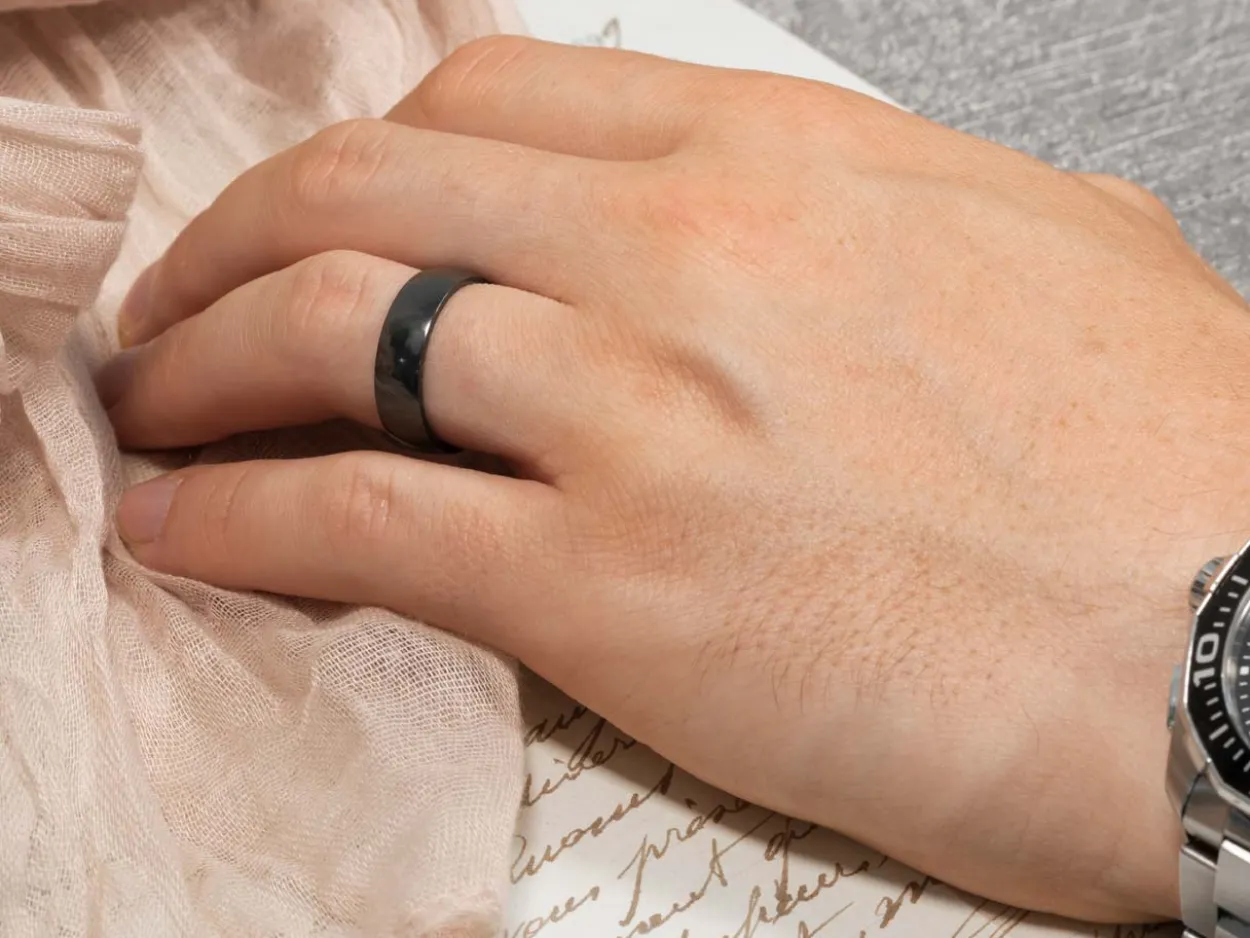 Black Zirconium Court Polished Wedding Ring 5.0mm, Size N, 1.8mm Wall