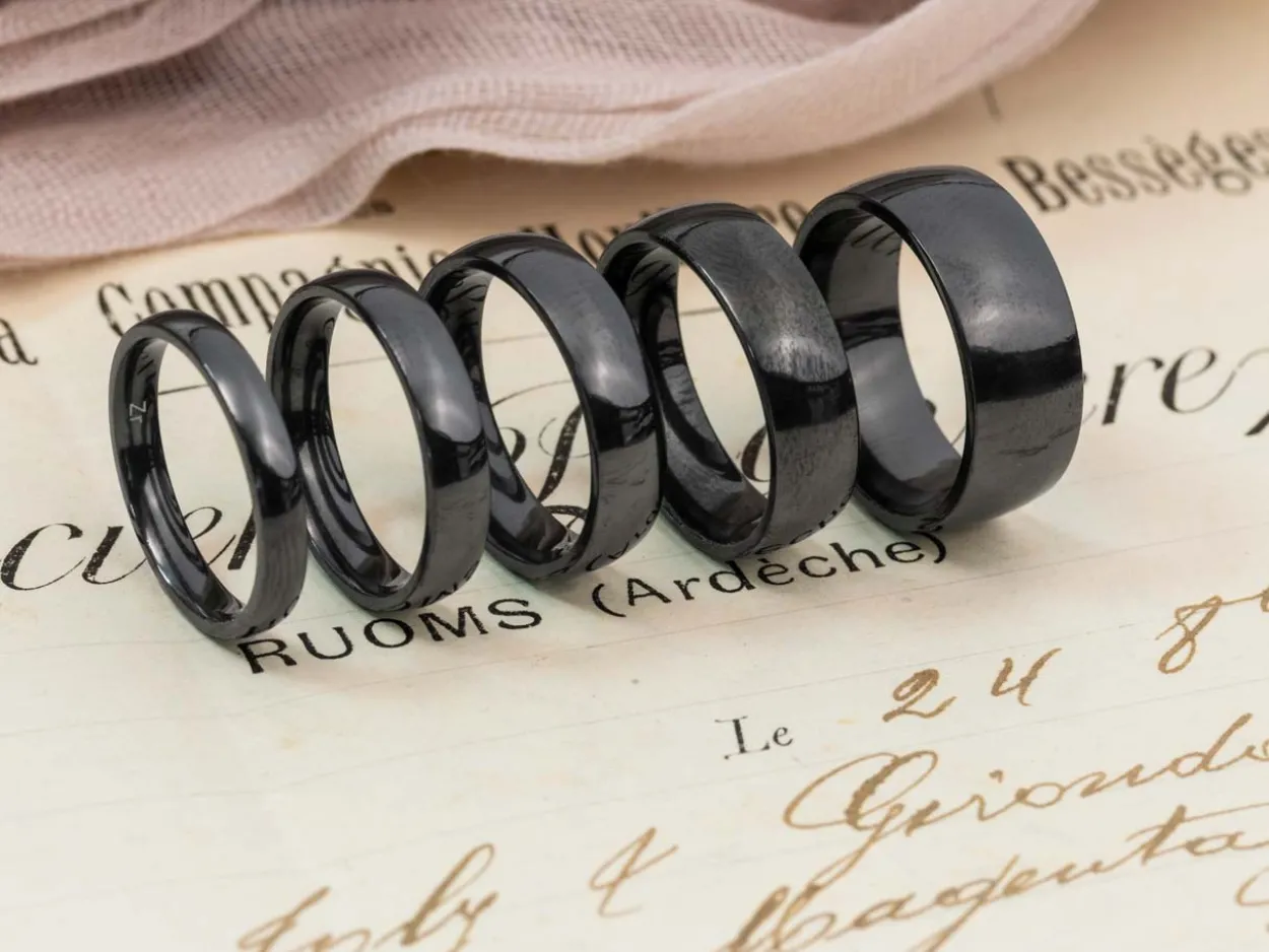 Black Zirconium Court Polished Wedding Ring 5.0mm, Size M, 1.8mm Wall