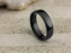 Black Zirconium Court Polished Wedding Ring 5.0mm, Size L, 1.8mm Wall