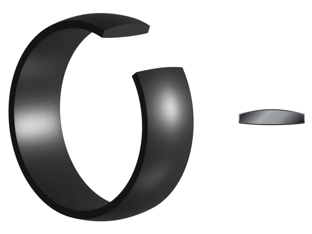 Black Zirconium Court Polished Wedding Ring 5.0mm, Size L, 1.8mm Wall