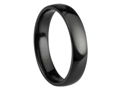 Black Zirconium Court Polished Wedding Ring 4.0mm, Size Y, 1.6mm Wall