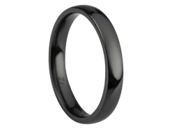 Black Zirconium Court Polished Wedding Ring 3.0mm, Size P, 1.6mm Wall
