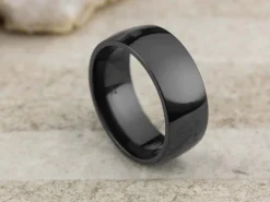 Black Zirconium Court Polished Wedding Ring 8.0mm, Size U, 2.0mm Wall