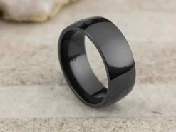 Black Zirconium Court Polished Wedding Ring 8.0mm, Size Z, 2.0mm Wall