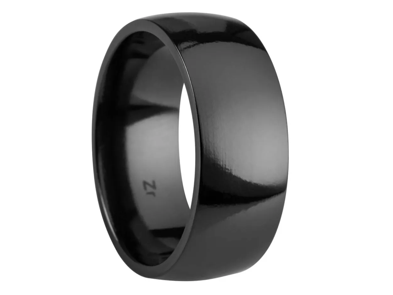 Black Zirconium Court Polished Wedding Ring 8.0mm, Size Y, 2.0mm Wall