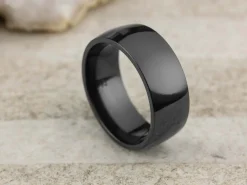 Black Zirconium Court Polished Wedding Ring 8.0mm, Size X, 2.0mm Wall