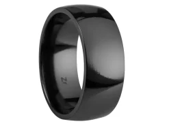 Black Zirconium Court Polished Wedding Ring 8.0mm, Size S, 2.0mm Wall