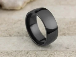 Black Zirconium Court Polished Wedding Ring 8.0mm, Size S, 2.0mm Wall