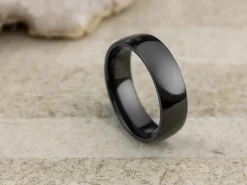 Black Zirconium Court Polished Wedding Ring 6.0mm, Size Y, 1.8mm Wall