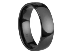 Black Zirconium Court Polished Wedding Ring 6.0mm, Size X, 1.8mm Wall