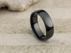Black Zirconium Court Polished Wedding Ring 6.0mm, Size X, 1.8mm Wall