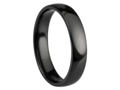 Black Zirconium Court Polished Wedding Ring 4.0mm, Size V, 1.6mm Wall