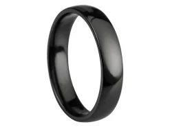 Black Zirconium Court Polished Wedding Ring 4.0mm, Size S, 1.6mm Wall