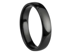 Black Zirconium Court Polished Wedding Ring 4.0mm, Size R, 1.6mm Wall