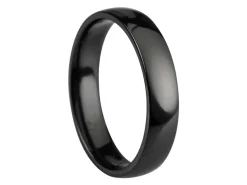 Black Zirconium Court Polished Wedding Ring 4.0mm, Size Q, 1.6mm Wall