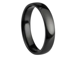 Black Zirconium Court Polished Wedding Ring 4.0mm, Size P, 1.6mm Wall