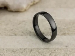 Black Zirconium Court Polished Wedding Ring 4.0mm, Size P, 1.6mm Wall