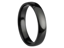Black Zirconium Court Polished Wedding Ring 4.0mm, Size O, 1.6mm Wall