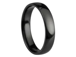 Black Zirconium Court Polished Wedding Ring 4.0mm, Size M, 1.6mm Wall