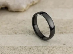 Black Zirconium Court Polished Wedding Ring 4.0mm, Size K, 1.6mm Wall