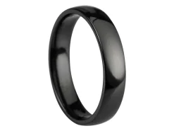 Black Zirconium Court Polished Wedding Ring 4.0mm, Size J, 1.6mm Wall