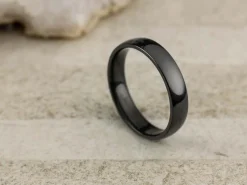 Black Zirconium Court Polished Wedding Ring 4.0mm, Size J, 1.6mm Wall