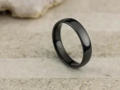Black Zirconium Court Polished Wedding Ring 4.0mm, Size I, 1.6mm Wall