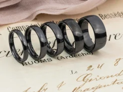 Black Zirconium Court Polished Wedding Ring 4.0mm, Size I, 1.6mm Wall
