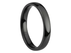 Black Zirconium Court Polished Wedding Ring 3.0mm, Size O, 1.6mm Wall