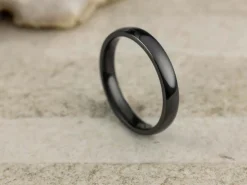 Black Zirconium Court Polished Wedding Ring 3.0mm, Size O, 1.6mm Wall
