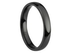 Black Zirconium Court Polished Wedding Ring 3.0mm, Size N, 1.6mm Wall