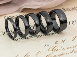 Black Zirconium Court Polished Wedding Ring 3.0mm, Size N, 1.6mm Wall