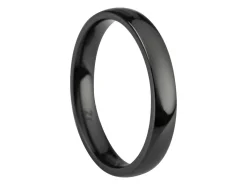 Black Zirconium Court Polished Wedding Ring 3.0mm, Size M, 1.6mm Wall