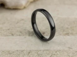 Black Zirconium Court Polished Wedding Ring 3.0mm, Size M, 1.6mm Wall