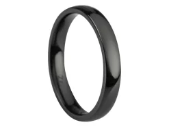 Black Zirconium Court Polished Wedding Ring 3.0mm, Size L, 1.6mm Wall