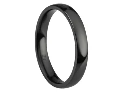 Black Zirconium Court Polished Wedding Ring 3.0mm, Size K, 1.6mm Wall