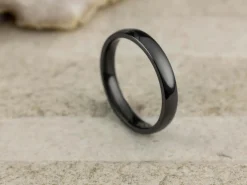 Black Zirconium Court Polished Wedding Ring 3.0mm, Size K, 1.6mm Wall