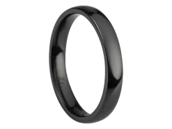 Black Zirconium Court Polished Wedding Ring 3.0mm, Size J, 1.6mm Wall