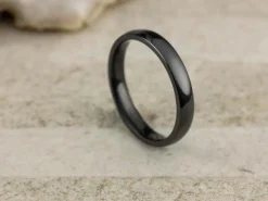 Black Zirconium Court Polished Wedding Ring 3.0mm, Size I, 1.6mm Wall