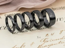 Black Zirconium Court Polished Wedding Ring 3.0mm, Size I, 1.6mm Wall