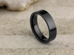 Black Zirconium Flat Court Easy Fit Polished Wedding Ring 5.0mm, Size T, 1.8mm Wall