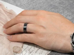 Black Zirconium Flat Court Easy Fit Polished Wedding Ring 8.0mm, Size T, 2.0mm Wall