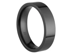 Black Zirconium Flat Court Easy Fit Polished Wedding Ring 5.0mm, Size S, 1.8mm Wall